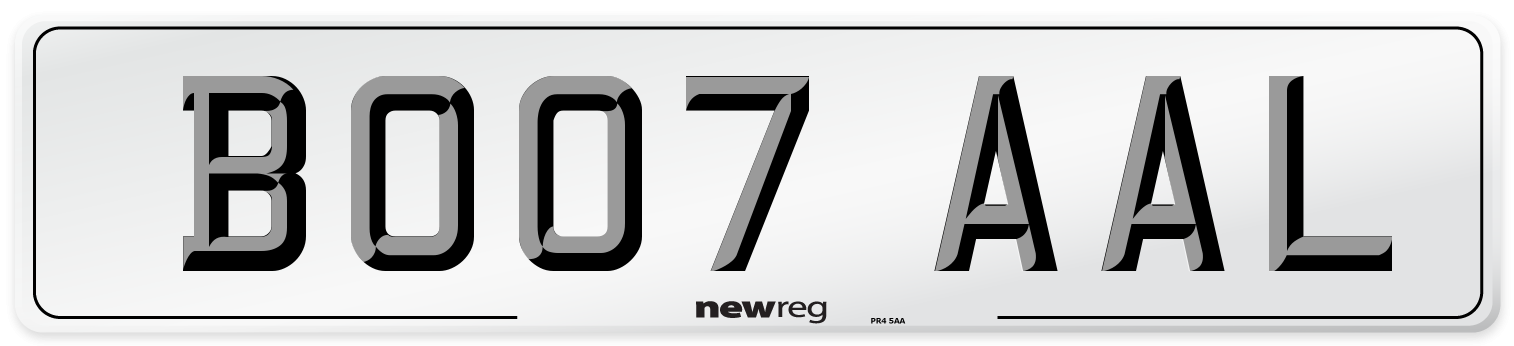 BO07 AAL Number Plate from New Reg